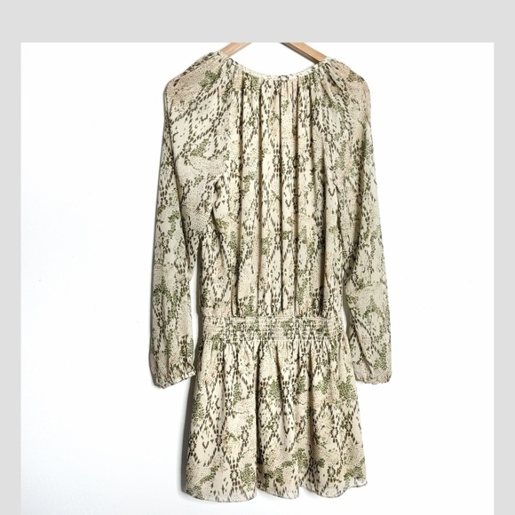 Ramy Brook Anika Dress Snake Print Long Sheer Sleeve Shirred Drop Waist Size M - Picture 4 of 15